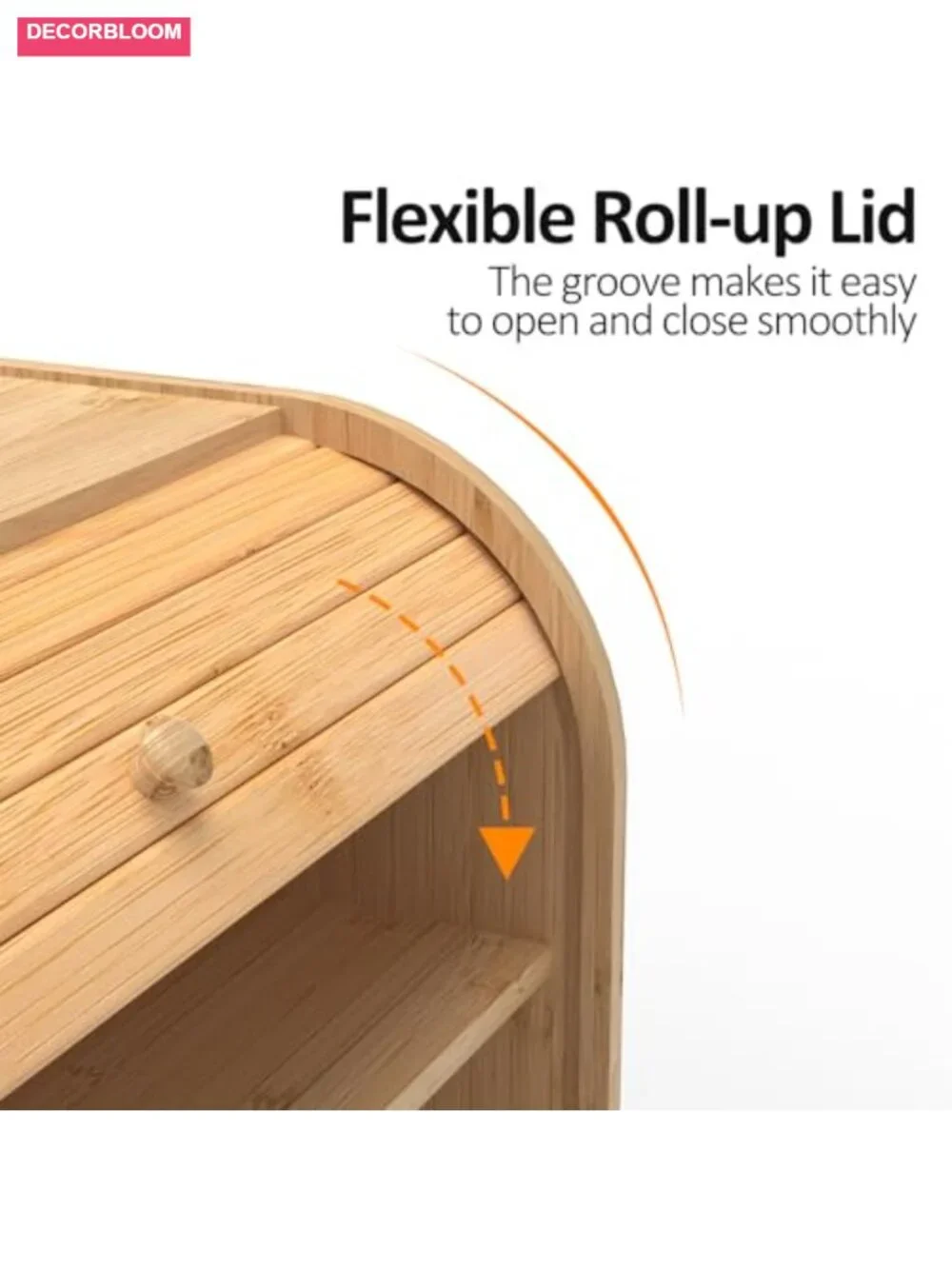 Bamboo Bread Box Roll Top Kitchen Countertop Storage 2-Tier